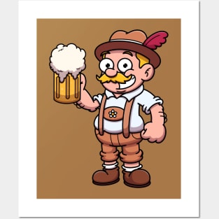 Bavarian Man In Traditional Clothes With Beer Posters and Art